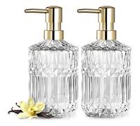 EMPO Dispensador de jabón de Vidrio Transparente con Bomba de plástico ABS, dispensadores de loción de Cristal para Fregadero de Cocina, baño (Paquete de 2 Transparentes)