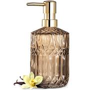 EMPO Dispensador de jabón de Vidrio Transparente con Bomba de plástico ABS, dispensadores de loción de Cristal para Fregadero de Cocina, baño (marrón)