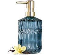 EMPO Dispensador de jabón de Vidrio Transparente con Bomba de plástico ABS, dispensadores de loción de Cristal para Fregadero de Cocina, baño (Azul)