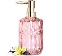 EMPO Dispensador de jabón de Vidrio Transparente con Bomba de plástico ABS, dispensadores de loción de Cristal para Fregadero de Cocina y baño, Rosa Claro