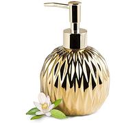 EMPO Dispensador de jabón dorado - Dispensador de jabón líquido de cerámica de estilo moderno para decoración de baño elegante Hotel cocina moda (dorado)