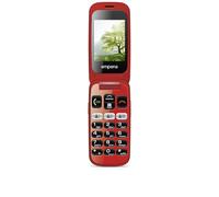 emporia ONE V200_001, Flip teléfono móvil para personas mayores, 4,5 cm, 2 MP, teclas extragrandes, botón de emergencia, compatible con audífonos (M4/T4), con estación de carga, negro/rojo