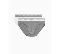 EMPORIO ARMANI 2-Pack Brief Calzoncillos, Mel.Grey/Bianco, L para Hombre