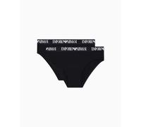 Emporio Armani Woman'S Essential Cotton - Paquete de 2 Calzoncillos para Mujer, Color Negro, Talla S, Negro/Negro, S
