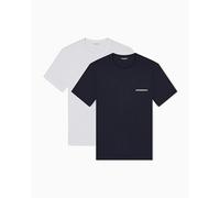 EMPORIO ARMANI 2-Pack Crew Neck T-Shirt Camiseta, Ar.Blue/White, L para Hombre