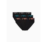 EMPORIO ARMANI 3-Pack Brief Calzoncillos, Black/Black/Black, M para Hombre