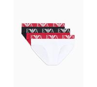 EMPORIO ARMANI 3-Pack Brief Calzoncillos, Wht/Scooter/BLK, S para Hombre
