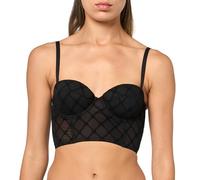 Emporio Armani All Over Mesh Monogram Bustier Sujetador con Relleno, Nero, 36B De Las Mujeres