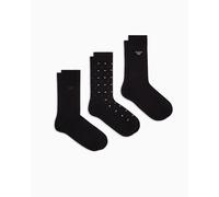 Emporio Armani Allover Eagle 3-Pack Socks Short Paquete de 3 Calcetines, Negro, Altoa única para Hombre