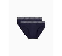 Emporio Armani Allover Logo - Paquete de 2 Calzoncillos elásticos para Hombre, Azul, Talla M, Azul, M