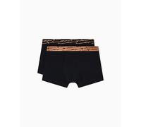 Emporio Armani Allover Shiny Logoband 2-Pack Trunk Bañadores Ajustados para Hombre, Negro, XL