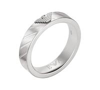 Emporio Armani Anillo Para Hombre Esencial, Longitud: 26mm, Ancho: 26mm Anillo De Acero Inoxidable Plateado, EGS2924040