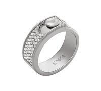 Emporio Armani Anillo tipo alianza para mujer de acero inoxidable con cristales engastados, EGS3091040, 6.5, Plata vieja
