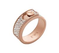 Emporio Armani Anillo tipo alianza para mujer de acero inoxidable en tono oro rosa con cristales engastados, EGS3092221