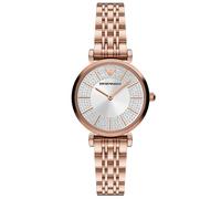 Emporio Armani Reloj de mujer, movimiento de dos manecillas, caja de acero inoxidable color oro rosa de 32 mm con correa de acero inoxidable, AR11446, Tono oro rosa y purpurina