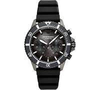 Emporio Armani Reloj Hombre, Movimiento cronógrafo, 43MM Caja de acero Gunmetal con correa de silicona, AR11515, Negro y carbón