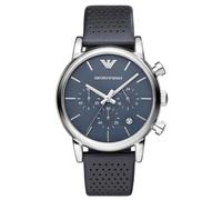Emporio Armani AR1736 - Reloj de Cuarzo con Correa de Cuero para Hombre, Color Azul/Negro