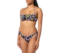 Emporio Armani Band & Bow Brazilian Logomania Bikini Set Mujer, Multicolor (Black/Heart Logo Pr), S