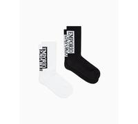 Emporio Armani Basic Sponge 2-Pack Socks Short Paquete de 2 Calcetines, Negro, Altoa única para Hombre