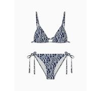 EMPORIO ARMANI Bikini LOGOMANIA Triángulo + Braga Azul L