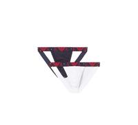 Emporio Armani Bold Monogram 2-Pack Jockstrap Suspensorio, Bianco/Marine, L de los Hombres