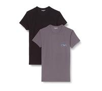 Emporio Armani Bold Monogram Crew Neck 2-Pack Camiseta, Negro/Imán, L Hombres