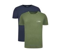 Emporio Armani Bold Monogram Crew Neck 2-Pack Camiseta, Oliva/Marine, XL Hombres