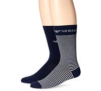 Emporio Armani Calcetines para hombre, 2 unidades, 00035 2 paquete azul marino, talla única grande