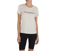 Emporio Armani Camiseta de algodón para Mujer, Manga S, Cuello Redondo, Color Beige, Talla S, Blanco, S
