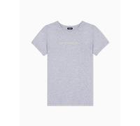 EMPORIO ARMANI Camiseta de Cuello Redondo con Logotipo icónico para Mujer, Color Gris, Talla XL