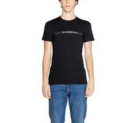 Emporio Armani Camiseta de Goma Pixel Logo Crew Neck, Negro, S Hombres