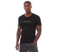 Emporio Armani Camiseta de Goma Pixel Logo Crew Neck, Negro, XL Hombres