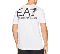 Emporio Armani Camiseta de hombre de cuello redondo de manga corta elástica Artículo 111035 5P717 Neck T-Shirt S/Sleeve, Blanco/Logo Negro, L