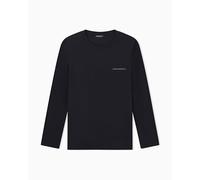 Emporio Armani Camiseta de Manga Larga de Lana para Hombre, Cuello Redondo, Color Negro, Talla L, Ajuste Regular, Negro, L