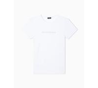 Emporio Armani Camiseta esencial de algodón con cuello redondo para mujer, color blanco, talla S, regular, blanco, S