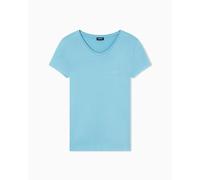 EMPORIO ARMANI Camiseta Essential con Cuello en V para Mujer, Color Azul, Talla M