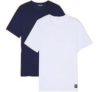 EMPORIO ARMANI Camiseta para Hombre, 2 Unidades, Cuello Redondo, Tinta/Blanco, M