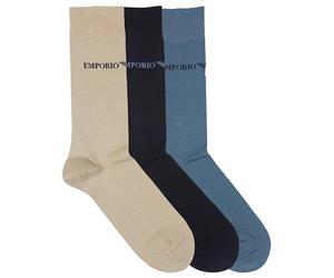Emporio Armani Casual Cotton 3-Pack Short Socks Hombre, Multicolor (Marine/Nude/Avio/Marineblue), Talla única