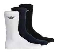 Emporio Armani Casual Cotton 3-Pack Short Socks Paquete de 3 Calcetines Cortos, Blanco/Negro/Marino, Altoa única para Hombre