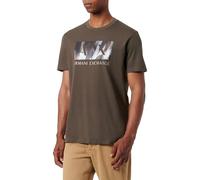 Emporio Armani Classic Ax Armani Exchange Box Logo With Camo Background Regular Fit Tee Camiseta, Hombre, Oliva-negro, L