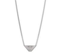 Emporio Armani Collar colgante para hombre en acero inoxidable con cierre de langosta, Gris claro