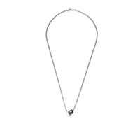 Emporio Armani Collar colgante para hombre en acero inoxidable con cierre de langosta, Gris y negro