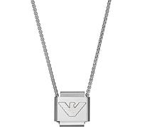 Emporio Armani Collar colgante para hombre en acero inoxidable con cierre de langosta, Plata pálido