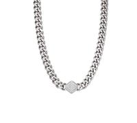 Emporio Armani Collar de acero inoxidable plateado para hombre, EGS3131040, Length: 450mm+50mm, Width: 17.6mm, Acero inoxidable, No es una piedra preciosa