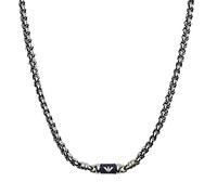 Emporio Armani Collar de cadena para hombre en acero inoxidable con cierre de langosta, Acero oscuro