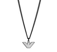 Emporio Armani Collar para Hombre Plata y Negro Collar Colgante de Acero Inoxidable, Longitud: 525mm, Anchura: 24mm, Altura: 12mm, EGS2994040