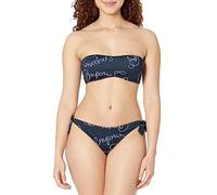 Emporio Armani Conjunto de Bikini brasileño con Banda y Lazo para Mujer, Azul Marino, Blanco, L
