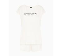 EMPORIO ARMANI Conjunto de Pijama Corto para Mujer, Blanco, L