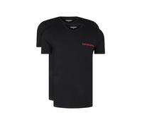 Emporio Armani Core Logoband V-Neck 2-Pack T-Shirt Camiseta, Negro/Negro, M para Hombre