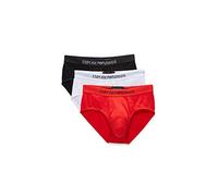 Emporio Armani Calzoncillos de algodón Ropa Interior, Negro/Blanco/Rojo, S (Pack de 3) para Hombre